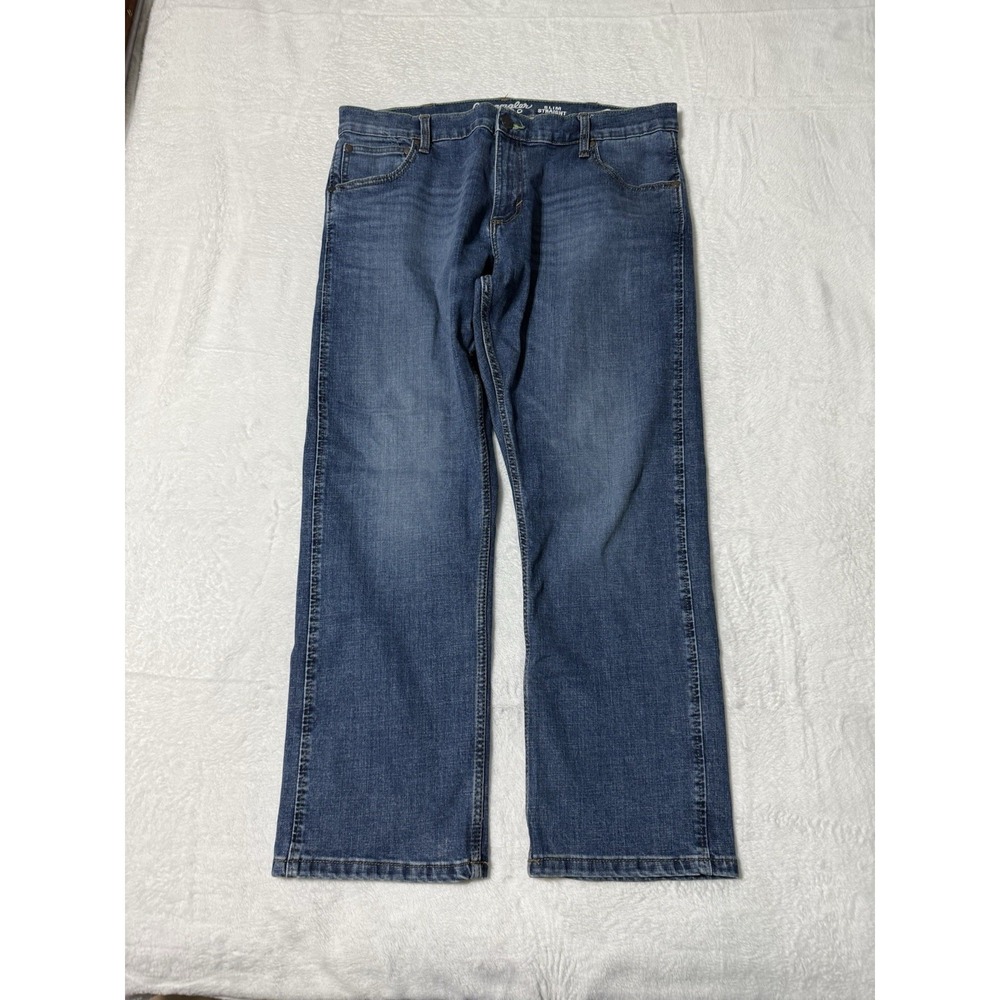Wrangler Jeans Mens 38x28 Blue Slim Straight Retro Mid Rise Medium Wash Western
